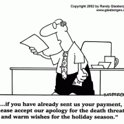 Accounting Cartoons: cartoons about billing, cartoons about accountants, invoice, billing statement, invoicing, accounting manager, accounting department, bookkeeping, finance department, bookkeeping office, bookkeeping services, debt collector, general accounting, financial problems, death threat, bill collection, debts.