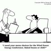 Computer Cartoons, Office Technology Cartoons: office machines, office equipment, business machines, wind power, wind energy, wind turbine, green energy, alternative energy, conference menu.