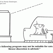 Cat Cartoons: television, program not suitable for some viewers, viewer discretion, meow.