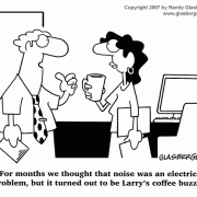 Coffee Break Cartoons: cartoons about snacking at work, coffee comics, coffee jokes,coffee cartoons, cartoons about coffee drinkers,  refreshments, coffee buzz, electrical trouble.