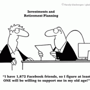 Social Networking Cartoons: facebook friends, collecting facebook friends, social networking friends, real friends or Facebook friends, cartoons about Facebook, cartoons about retirement, cartoons about investing.