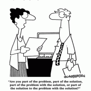 Cartoons about creative problem solving, problems, solutions.