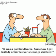 Divorce Cartoons: custody, legal settlement, divorce settlement, custody battle, bitter divorce.