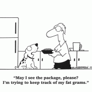 May I see the package, please? I'm trying to keep track of my fat grams.