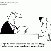 Dog Cartoon: loyalty, enthusiasm, employees