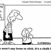 Education Cartoons: cartoons about teachers, school cartoons, classroom humor, cartoons about homework, classes, lessons, students, class assignments, learning, icons, chalk board, education technology, classroom computers.