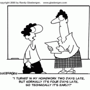 Education Cartoons: cartoons about teachers, school cartoons, classroom humor, cartoons about homework, classes, lessons, students, class assignments, late homework, homework excuses.