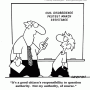 Education Cartoons: elementary school, elementary education, grade school, elementary school teachers, young students, pre-teen students, authority, question authority, citizenship.