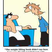 The weight lifting book didn't say how long you should rest between sets, but six weeks is probably too long.