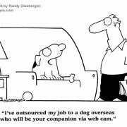International Business Cartoons: cartoons about outsourcing, global economy cartoons, going global, global market economy, globalization, global business, global business strategy, international business culture, new economy, foreign labor, outsourced labor, dogs, pets.