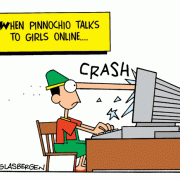 Golden Oldie Cartoons: when pinocchio talks to girls online, teens online, honesty, deception.