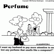 Golden Oldie Cartoons: cartoons about jealousy, cartoons about perfume, fragrances, computer, husband, marriage.