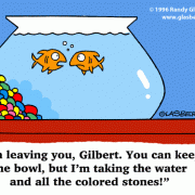 Golden Oldie Cartoons: goldfish, cartoon about divorce, community property. aquarium.