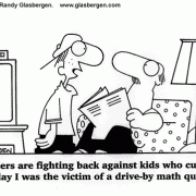 Golden Oldie Cartoons: math cartoon, cartoon about math quiz, teenagers, cutting class, truancy.