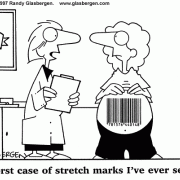 Golden Oldie Cartoons: pregnant, pregnancy, cartoon about stretch marks, obestetrician.