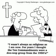 Golden Oldie Cartoons: ten commandments, religion, Christian cartoons, cartoons about church, clergy, preacher, minister.