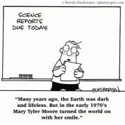 Golden Oldie Cartoons: Genesis, God, creation, earth, in the beginning, Mary Tyler Moore.