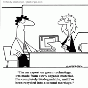 Cartoons About Going Green, Cartoons About Green Technology, green lifestyle, green living, green products, green strategies, green policy, green home, green office, green thinking, green actions, green business, green energy, low-carbon footprint, divorce, marriage, remarriage, recycling, recycle, organic, biodegradable, job interview.