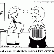 Medical Cartoons: physician, patient, doctor's advice, funny doctor, medical humor, doctor jokes, Dr, healing, healer, medicine, treatment, diagnosis, clinician, GP, general practitioner, medical careers, obstetrics, obstetrician, maternity, pregnant, stretch marks.