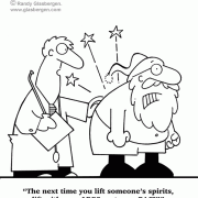 Christmas Cartoons: Santa, Santa Claus, back pain, chiropractor, doctor.