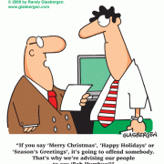 Holiday Cartoons and Comics: Merry Christmas, happy holidays, season\'s greetings.