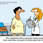 Diet Cartoons: low-carb diet cartoons, cartoons about Atkins Diet, grains, South Beach Diet, cattle, defending low-carb.
