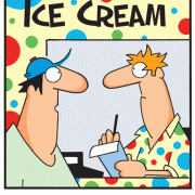 Diet Cartoons: low-carb diet cartoons, cartoons about Atkins Diet, ice cream, low-carb treats, low-carb ice cream, meatloaf, pepperoni, cheese, ice cream stand.
