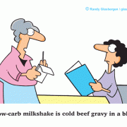 Diet Cartoons: low-carb diet cartoons, cartoons about Atkins Diet, low-carb milkshake, dessert, beverages, treats.