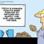 Diet Cartoons: low-carb diet cartoons, cartoons about Atkins Diet, low-carb dessert, donuts, treats.