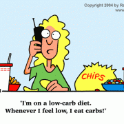 Diet Cartoons: low-carb diet cartoons, cartoons about Atkins Diet, depression, mood food.
