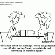 Marriage Cartoons, Love Cartoons: relationship problems, relationship issues, communication, couples, improving relationships, friend, lover, loving, losing love, breaking up, break up, loving someone, love affair, cheating, infidelity, cheaters, jealousy, boyfriend, girlfriend.