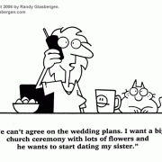 Marriage Cartoons, Love Cartoons: relationship problems, relationship issues, communication, couples, improving relationships, friend, lover, loving, loving someone, wedding plans, big wedding, wedding planner, dating, cheating, infidelity, jealousy, siblings, sister.