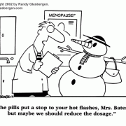 Menopause Cartoons: menopause symptoms, signs of menopause, menopause treatment, treating menopause, change of life, going through the change, menaging menopause, coping with menopause, menopause stress, women's health,  hot flashes, menopause medication, HRT, hormone replacement therapy, estrogen.