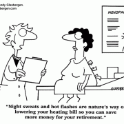 Menopause Cartoons: menopause symptoms, signs of menopause, menopause treatment, treating menopause, change of life, going through the change, menaging menopause, coping with menopause, menopause stress, women's health, hot flashes, night sweats, heating bill.