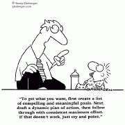 To get what you want, first create a list of compelling and meaningful goals. Next, draft a dynamic plan of action, then follow through with consistent maximum effort. If that doesn't work, just cry and point.