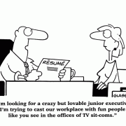 I'm looking for a crazy but loveable junior executive. I'm trying to cast our workplace with fun people like you see in the offices of TV sit-coms.