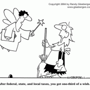 Money Cartoons: cash, saving money, losing money, investing, finance, financial services, personal finance, investing tips, investing advice, financial advice, retirement investing, Wall Street humor, making money, mutual funds, retirement planning, retirement plan, retirement fund, financial advisor, spending, Fairy Godmother, Cinderella, local tax, state tax, federal taxes.