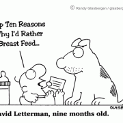 Baby Cartoons: breast feeding, benefits of breast feeding, Top Ten List, David Letterman.