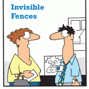 Dieting Cartoons, weight loss, invisible fencing, invisible fences, dogs, pets, weight loss, eating, food, refrigerator.