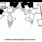 Real Estate Cartoons: cartoons about real estate sales, cartoons about selling real estate, flip, flip a house, house flipping, home repair, fixer upper, home sale, home equity, needs work.