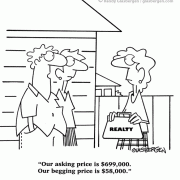 Real Estate Cartoons: house, home, property, listing, listings, sales, selling, sell, seller, price, asking price.