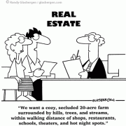 Real Estate Cartoons,cartoon about buying a house, farm cartoons, cartoon about rural living, realty, cartoons about real estate sales, cartoons about selling real estate, realty company,shops, restaurant, school, real estate office, cozy, sell, sales, selling, secluded property.