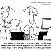 Safety Cartoons: cartoons for safety posters, cartoons for safety training,  job safety, work safety, office safety, safety rules, safety regulations, injury, job injury, goggles, sharp edges, injuries, job injuries