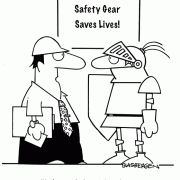 Safety Gear Saves Lives! As long as it doesn't interfere with your work, it's OK with me.