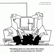 Stress Management Cartoons: outsourcing, stress, stress relief, business, office, work.