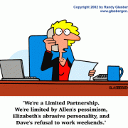 Teamwork Cartoons, Cartoons About Coworkers: employee relations, employee relationships, coworker relations, workforce, employees, LLP, limited partnership, lazy workers, undependable workers, abrasive employees.