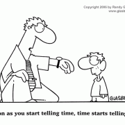 Time Management Cartoons: telling time, learning how to tell time, watch, wrist watch, clock watching, clock, watching the clock, do you tell time or does time tell you?