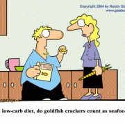 Cartoons About Dieting, Cartoons About Losing Weight: nutrition, weight loss diet, fad diets, diet and exercise cartoons, thinner, calories, burning calories, low-calorie, Thin Lines, dieting tips, diet advice, diet doctors, diet humor, healthy eating, lose weight, obese, cartoons about obesity, unhealthy eating, diet plans, food, eating, eating less, low-carb snacks, salty snacks, crackers, goldfish crackers, seafood, Atkins Diet, low-carb diet, eat more fish, fish as diet food.