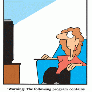 Warning: The following program contains 17 food commercials. Dieters are strongly advised to turn off the TV and go for a walk.