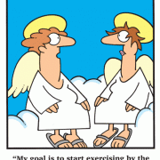 Diet cartoons, angel cartoons, heaven, weight loss, procrastination, procrastinate, dieting, weigh loss.